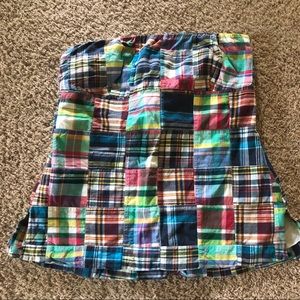 J Crew Strapless Madras Top